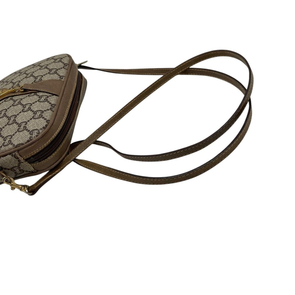 GUCCI Old Gucci GG Plus Shoulder Bag Leather Grey Brown Gold Hardware Logo Cr... - Picture 13 of 16